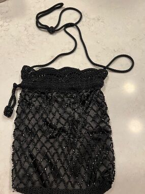 Valerie Stevens Black Beaded Evening Pouch